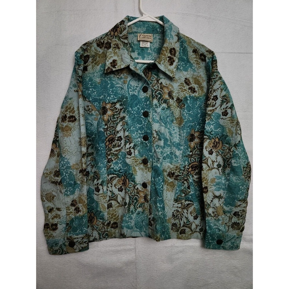 Company Collection Womens Shirt Jacket Size 14 Polyester Teal Brown